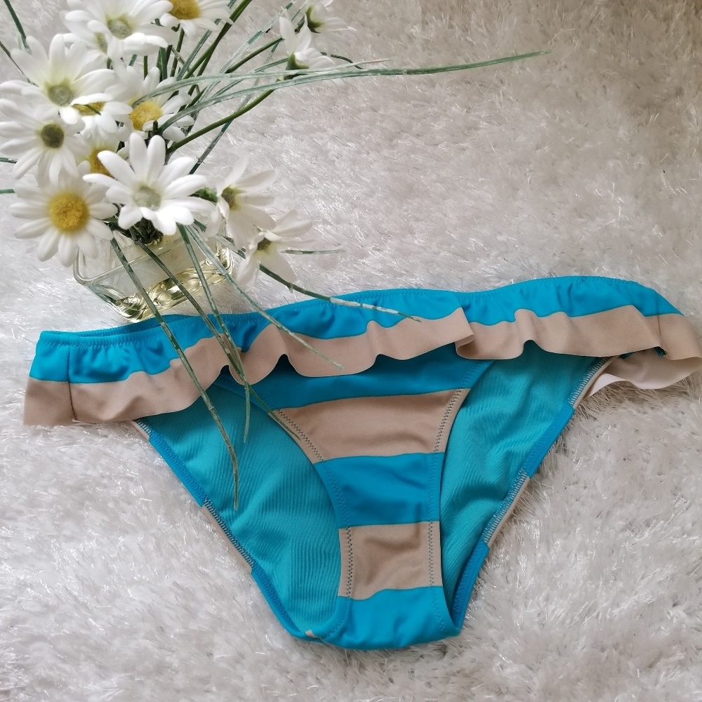 Victoria's Secret stripe ruffle bikini bottom S/P